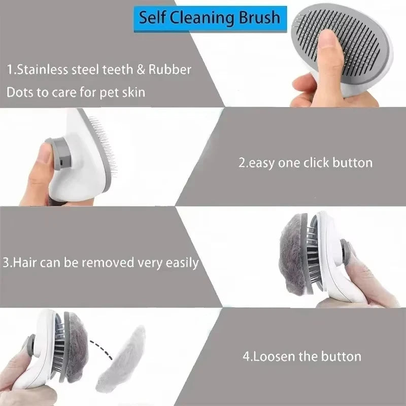 Pet Grooming Brush - Easy Clean Self-Cleaning Button