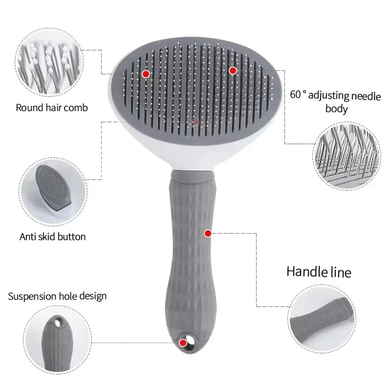 Pet Grooming Brush - Easy Clean Self-Cleaning Button