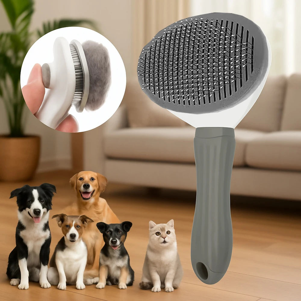 Pet Grooming Brush - Easy Clean Self-Cleaning Button
