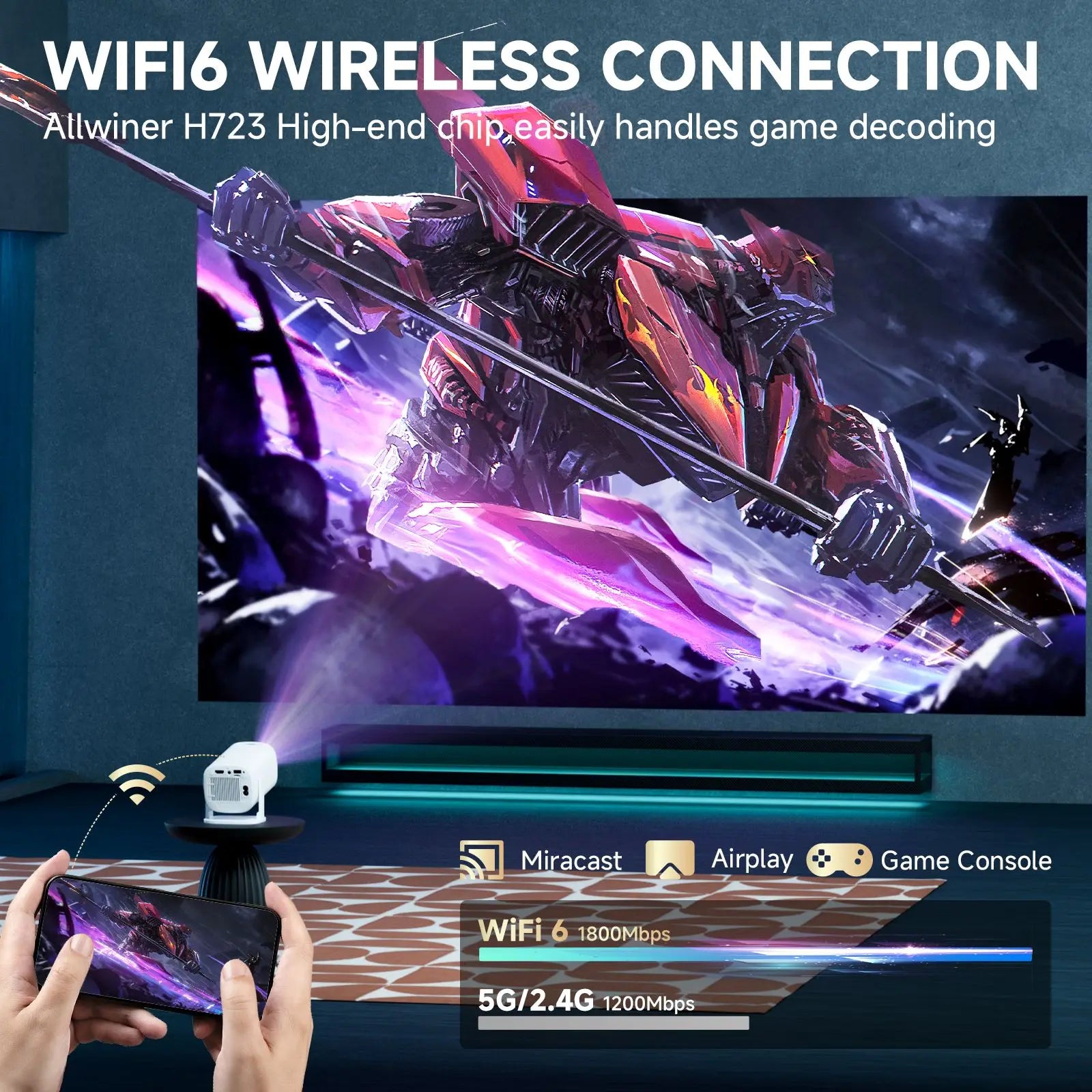 Smart Mini WiFi Projector - Home Theater & Movie Nights