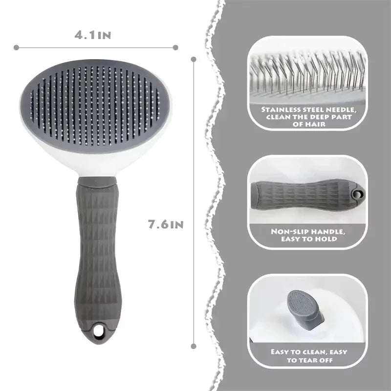 Pet Grooming Brush - Easy Clean Self-Cleaning Button